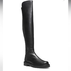 Stuart Weitzman 5050 Lift Black Leather Over The Knee Boots